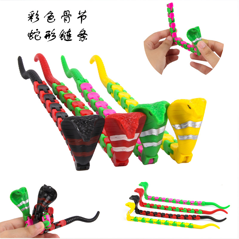 Cross-Border New Cobra 20-Section Detachable Bicycle Chain Snake Color Bone Chain Snake Pressure Reduction Toy