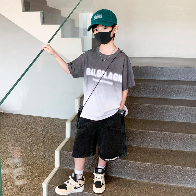 男童夏装短袖套装2022新款帅气儿童时髦3男孩5运动7炸街8潮衣11岁