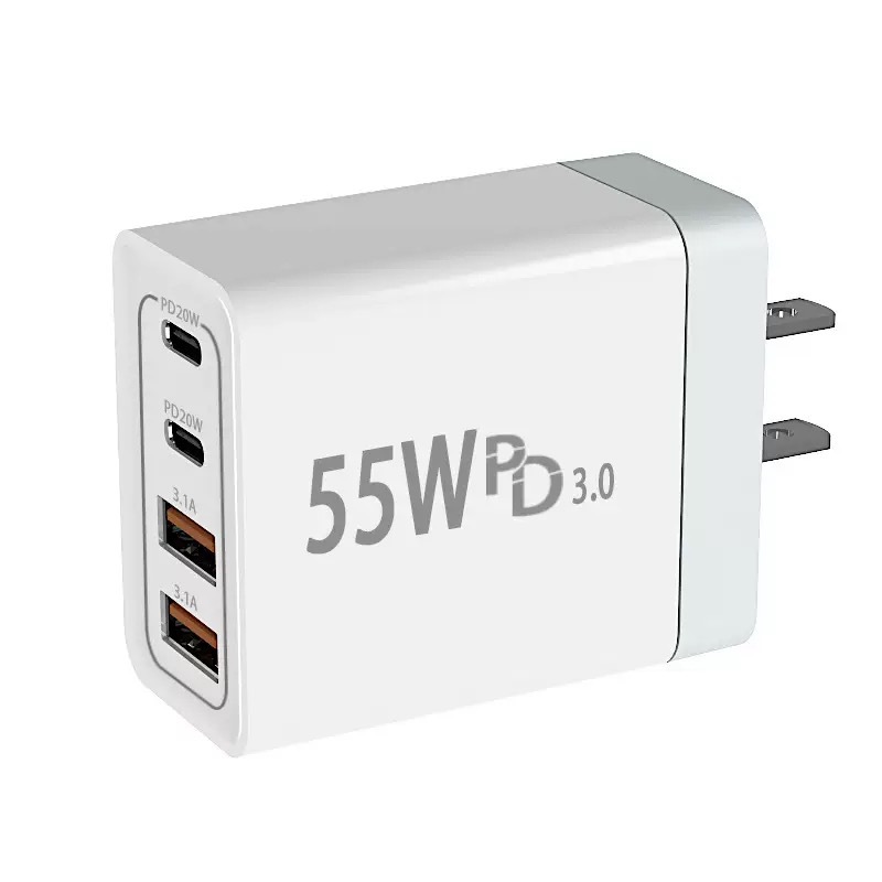 跨境电商UL认证美规55W氮化镓充电器 PD20W充电头2C2A手机充电器