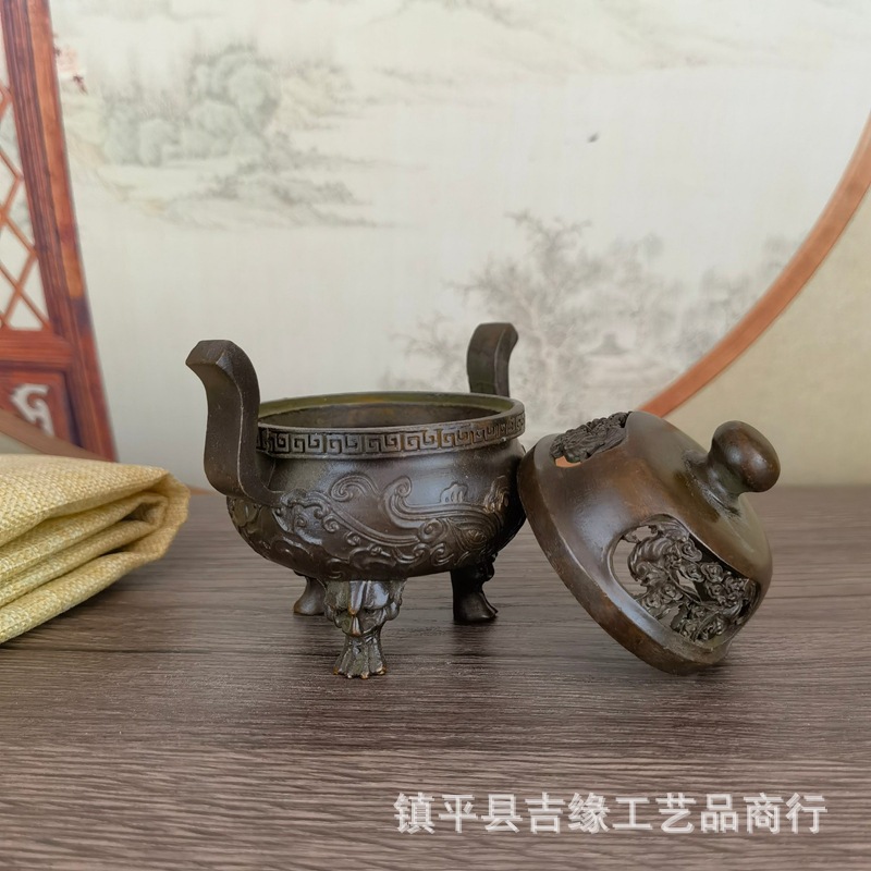 仿古乾隆炉摆件老式复古三足香炉鼎香薰炉工艺礼品-阿里巴巴