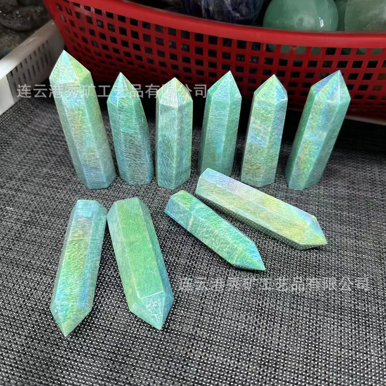 跨境热销天然水晶六棱单尖水晶柱子多种材质原石打磨手工工艺品