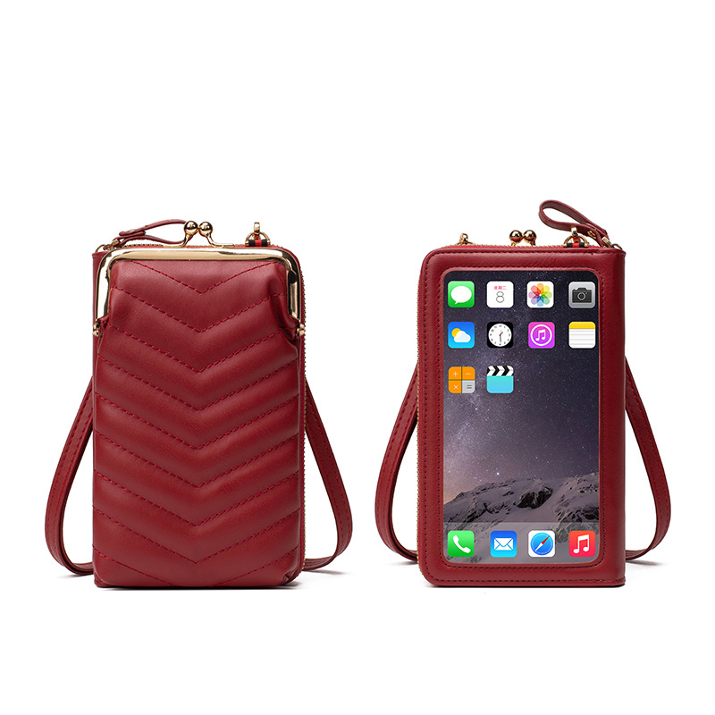 Touch Screen New Mobile Phone Bag Women's Messenger Bag Halter Wrist Coin Purse Mobile Phone Bag Portable Vertical  Bag