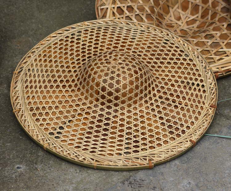 竹质工艺品竹叶斗笠帽竹编钓鱼帽红军斗笠帽帽道具遮阳帽帽蓑衣帽