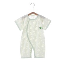 婴儿夏季薄款连体衣3-6个月男女宝宝短袖哈衣爬服新生儿夏装睡衣