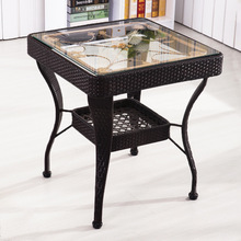 阳台小茶几正方形简约现代钢化玻璃休闲小方桌子家用喝茶桌椅组合