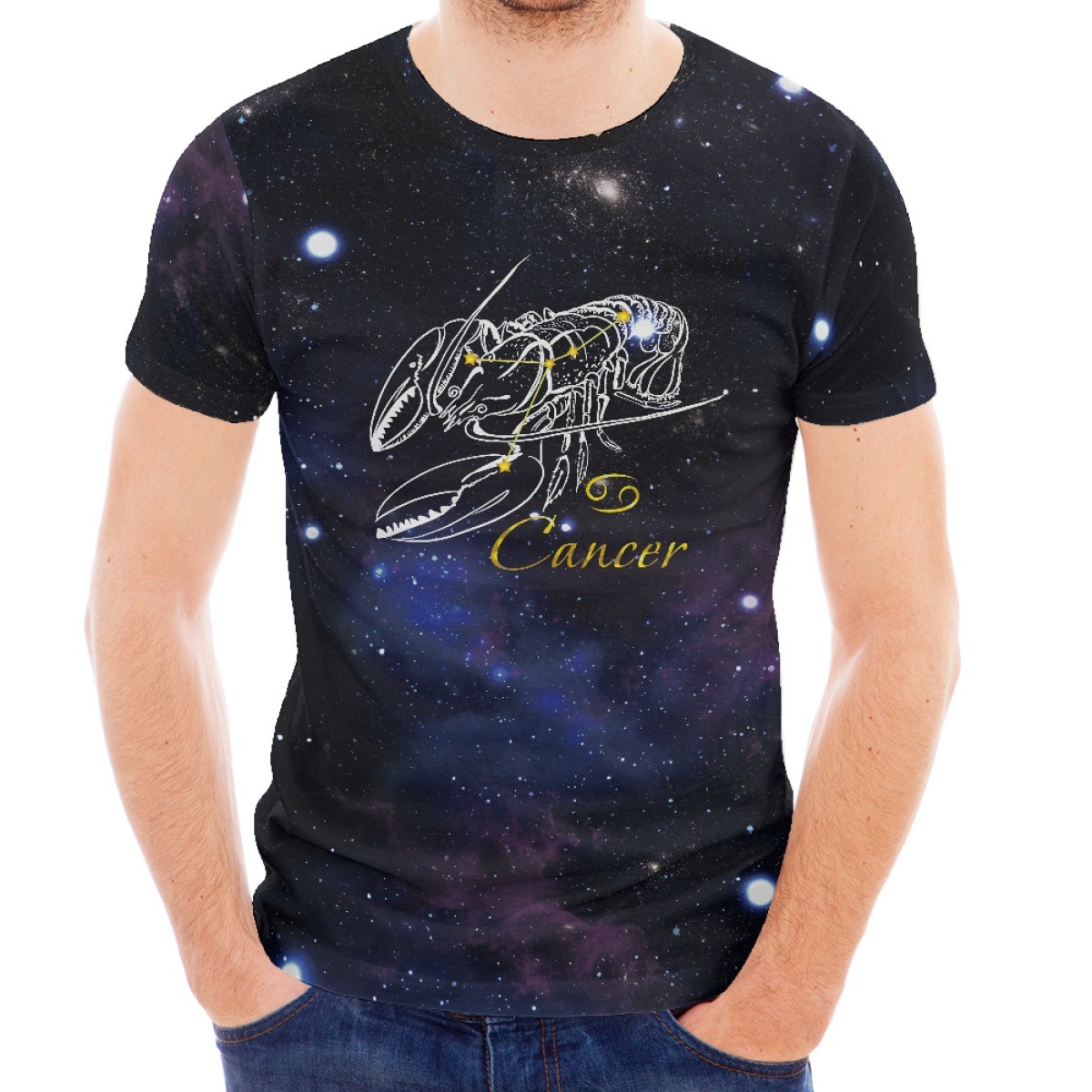 2023跨境爆款男女士t恤满天星金牛座夏季新款短袖十二星座diy印制
