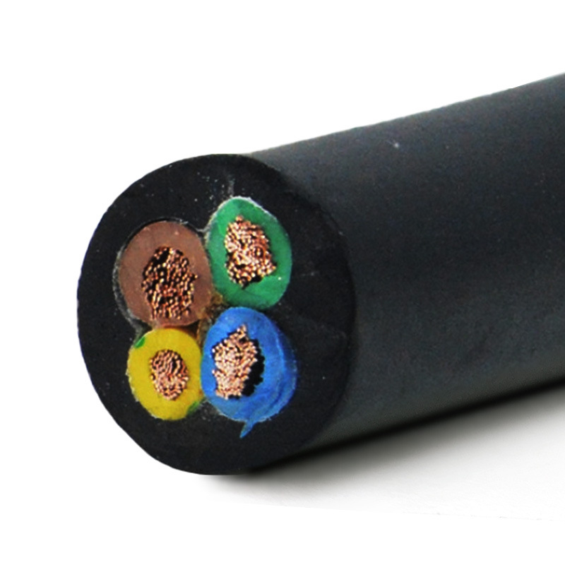 5平方3芯橡胶耐拉磨带麻绳橡胶电线电缆