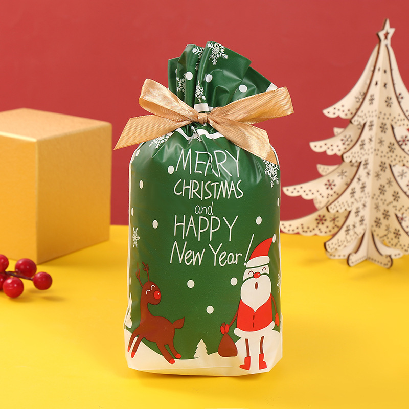 Christmas 30*40 Drawstring Bag Creative PE Drawstring Bag + Christmas Nougat Baking Plastic Bags Wholesale