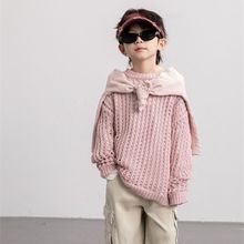 韩版儿童2024新款春季男女童时尚镂空毛衣针织衫中小童宽松上衣潮