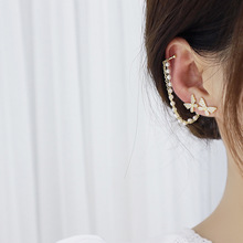 蝴蝶耳钉女气质韩国个性耳夹耳环一体式超仙流苏耳饰