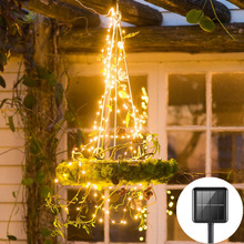 太阳能LED树藤铜线灯串马尾灯圣诞节日装饰庭院户外防水灯串