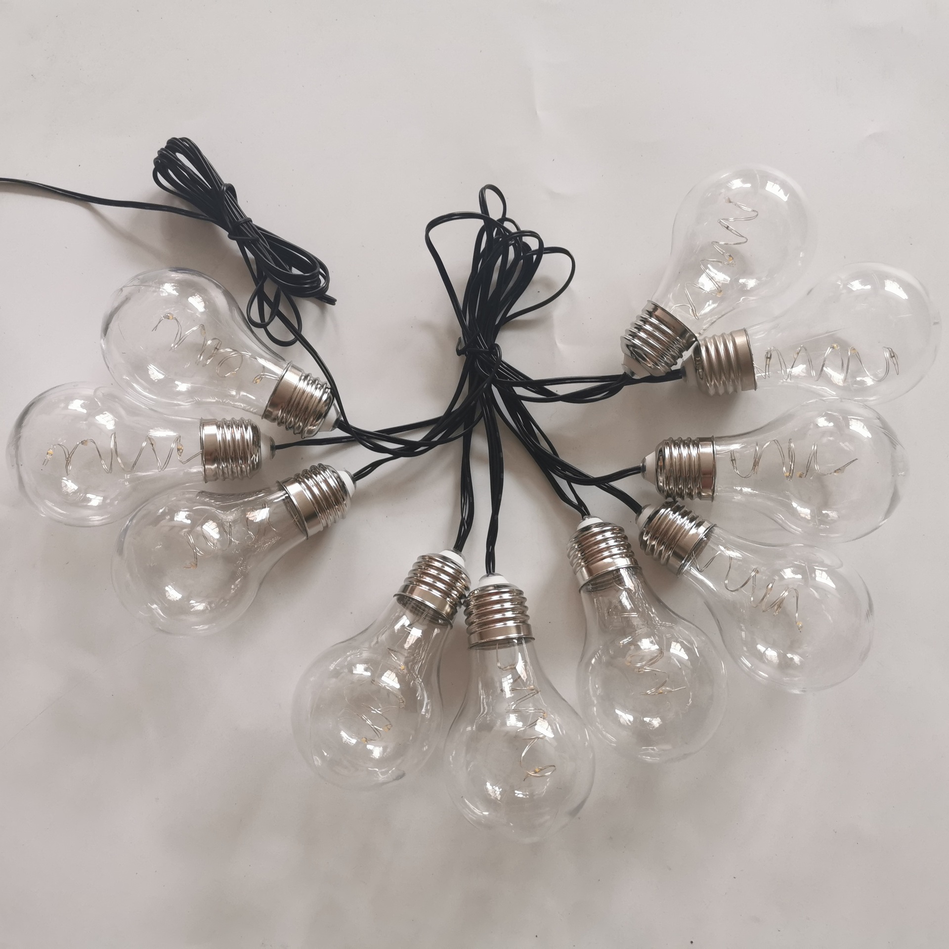 圣诞装饰七彩太阳能球泡灯串 爱迪生球泡灯串节日家用灯饰