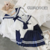 Girls Family fitted 2021 summer new pattern Navy collar College wind baby JK suit Pleated skirt Short sleeved Two piece set