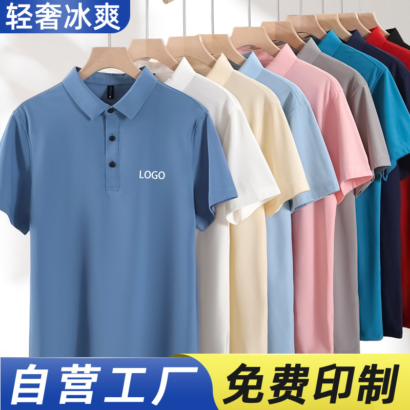 Spring and Summer Quick-Drying Work Clothes Custom Lettering Ice Silk 4S Store Advertising Polo T-shirt Work Wear T-shirt Customized Logo