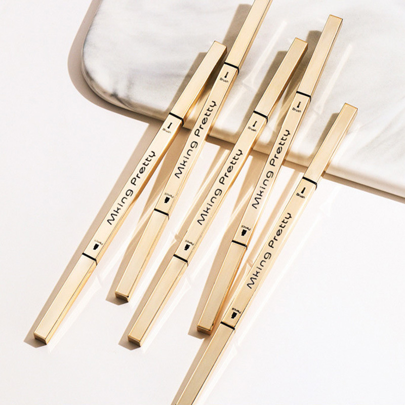 Tiktok Same Style Small Gold Bar Small Gold Chopsticks Eyebrow Pencil Beginner Thrush Triangle Extremely Thin Double-Headed Waterproof Sweat-Proof Not Smudge