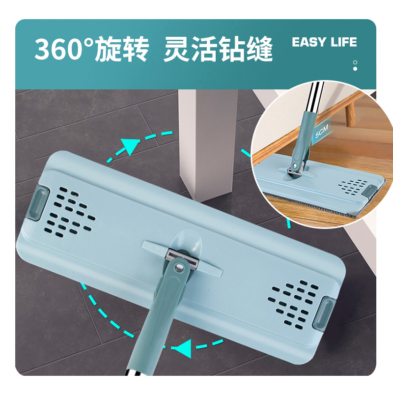 Hand Wash-Free Household Flat Mop Lazy with Barrel Wholesale Wet and Dry Dual-Use Mop Bucket Stainless Steel Mopping Gadget