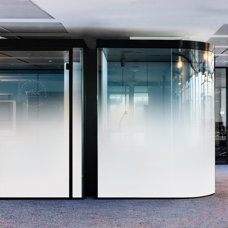 彩色渐变玻璃贴纸办公室隔断墙装饰玻璃贴膜白红蓝黑色渐变色