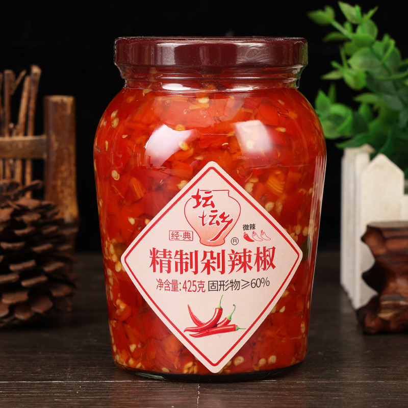 坛坛乡剁辣椒425g*2瓶蒸鱼头拌面超下饭长沙特产辣椒酱湖南剁椒酱