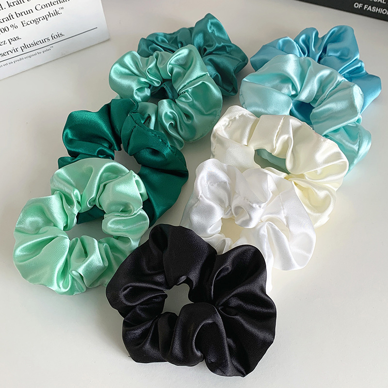 Europe and America Cross Border New Hair Rope Head Rope Hair Ring Solid Color Hair Ring French Scrunchies Large Intestine Ring Hair Accessories for Women