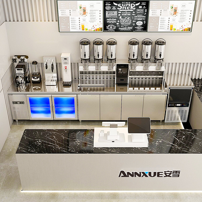 专用奶茶店设备全套商用机器水吧操作台冷藏工作台保鲜柜