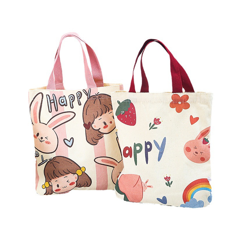 Canvas Handbag Fresh Canvas Bag Student Hand Bag Work Hand Bag Small Cloth Bag Lunch Box Bag Small Size