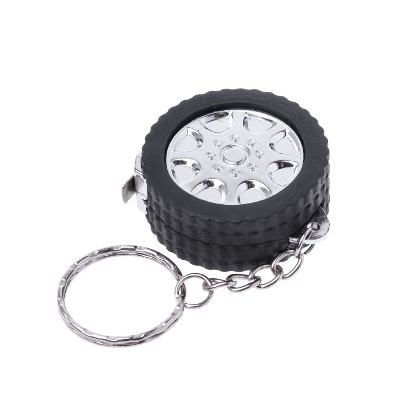 Factory Supply Plastic Tape Keychain Car Tire Tape Measure 1 M Tire Steel Tap Keychain