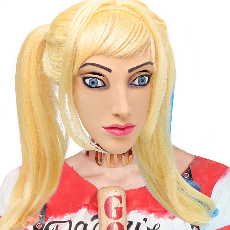 电影joker小丑自杀小队小丑女半脸面具哈利.奎因cosplay派对道具