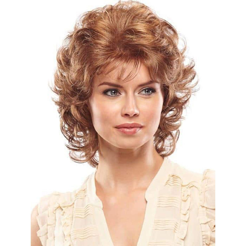 欧美时尚假发女棕色爆炸头整顶发套热销蓬松逼真黑色中长卷发头套