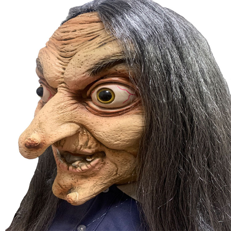 万圣节乳胶女巫面具鬼屋恐怖吓人装扮整人头化装舞会人物扮演道具