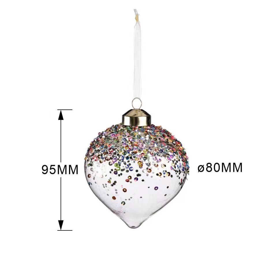 New Arrival Christmas Transparent Hand Painted Sequined Ball Christmas Tree Ornament Ball Hotel Mall Opening Birthday Pie