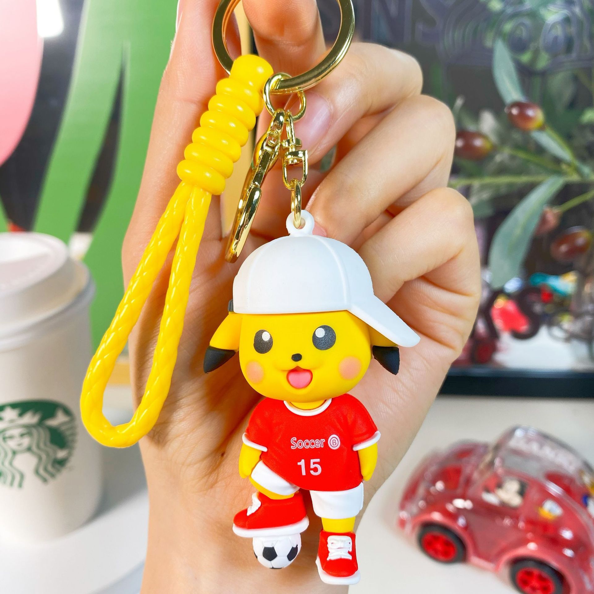 Cartoon Football Skateboard Pikachu Key Chain Accessories Men and Women Couple Bags PVC Pendant Small Gifts Wholesale