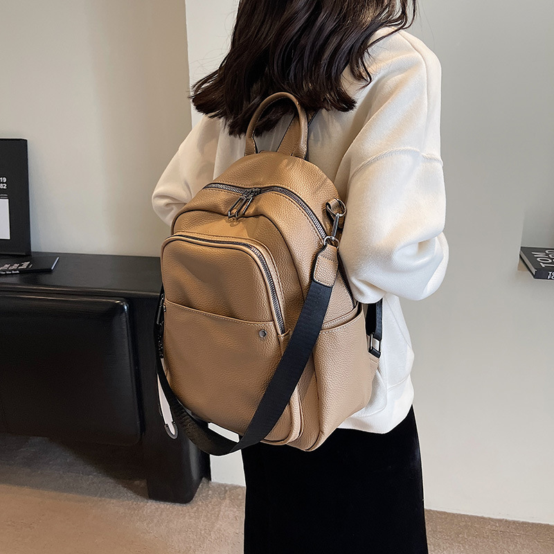 Backpack New Popular Fashion Solid Color Travel Bag Popular Texture Backpack