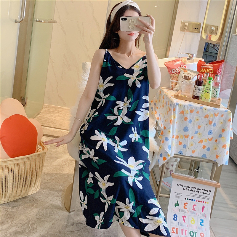 Women's Cotton Nightdress Summer Thin Sexy Rayon Slip Dress Japanese Style Court Style Pajamas Homewear