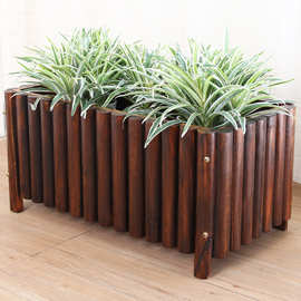 防腐木花箱室外种菜盆阳台家庭蔬菜户外长方形实木质花盆庭院花坛