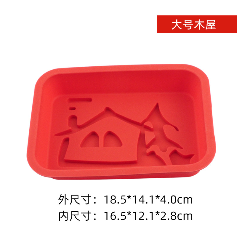 Christmas Series Silicone Christmas Wooden House Mold Baking Tray Christmas Children Baking Tool Snowman Snow House Baking Mold