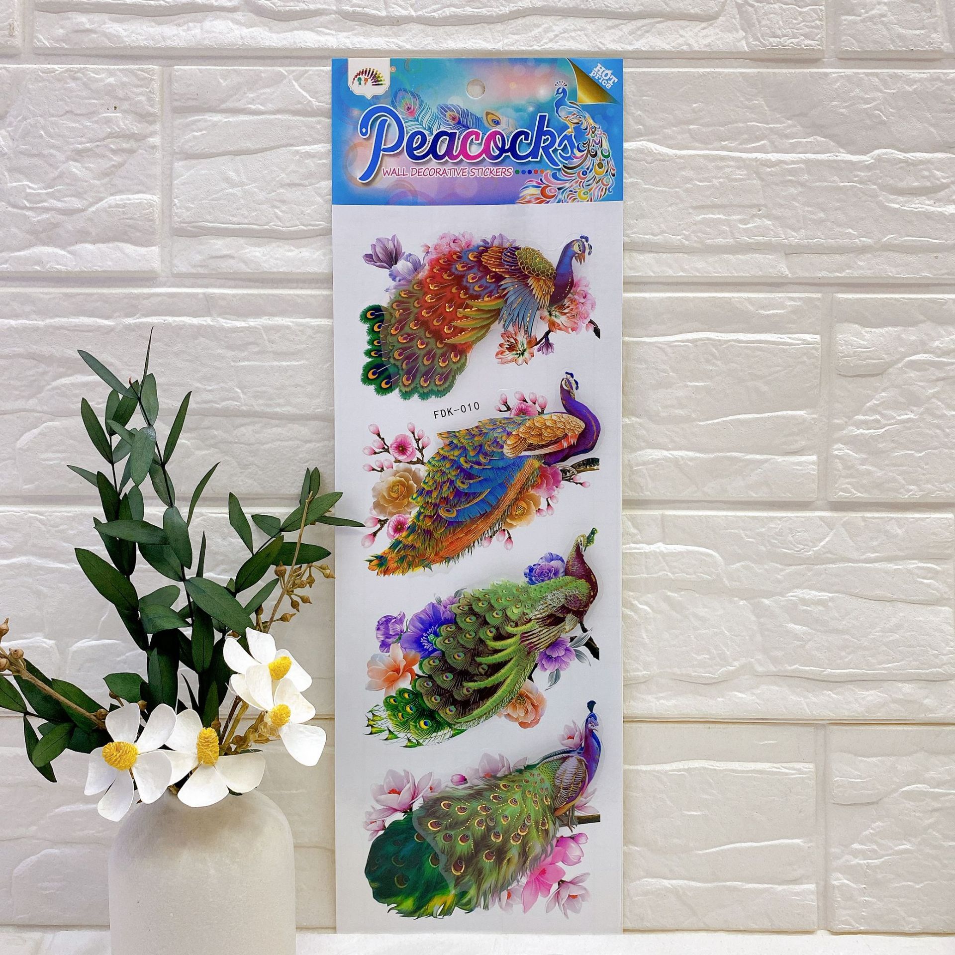 Gilding Four Peacocks Three-Dimensional Stickers Living Room Bedroom Wall Home Decoration Wall Stickers 3D Three-Dimensional Handmade Layer Wall