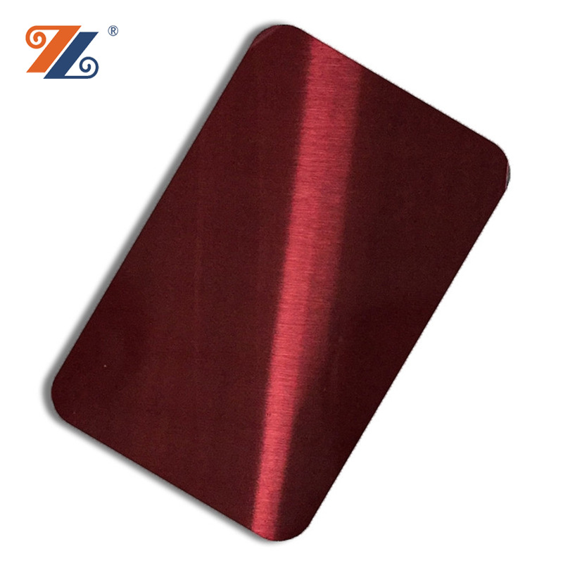 佛山宏旺不锈钢板厂家 不锈钢拉丝酒红色抗指纹板 304不锈酒红色