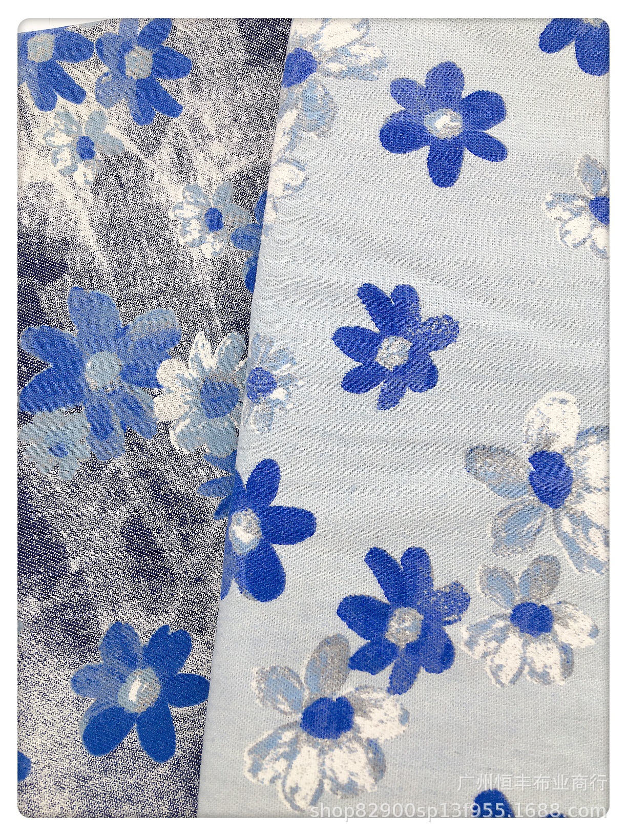 韩版复古蓝色碎花牛仔布春夏纯棉舒适衬衫裙吊带背心服饰面料批发