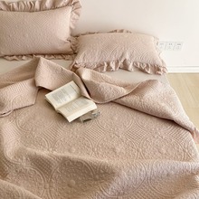 复古法式宫廷风多功能夏被三件套重工绗缝枕套床单盖毯纯色四季用