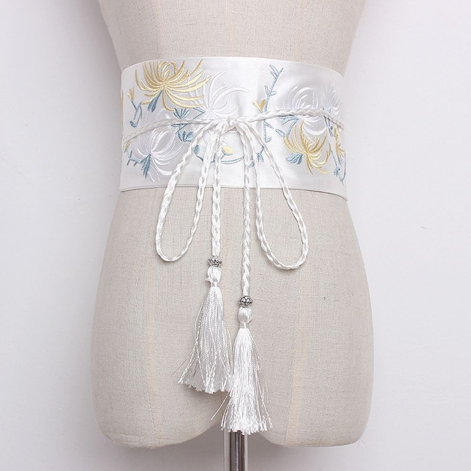 古装汉服腰封女装饰长裙宽腰带流苏中国风文艺复古花刺绣-阿里巴巴