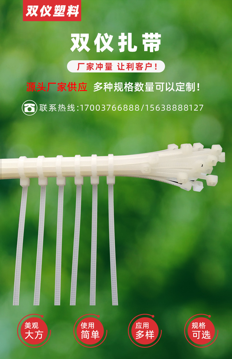 双仪厂家大量批发自锁式尼龙扎带塑料扎带捆扎带束线带黑白色扎丝