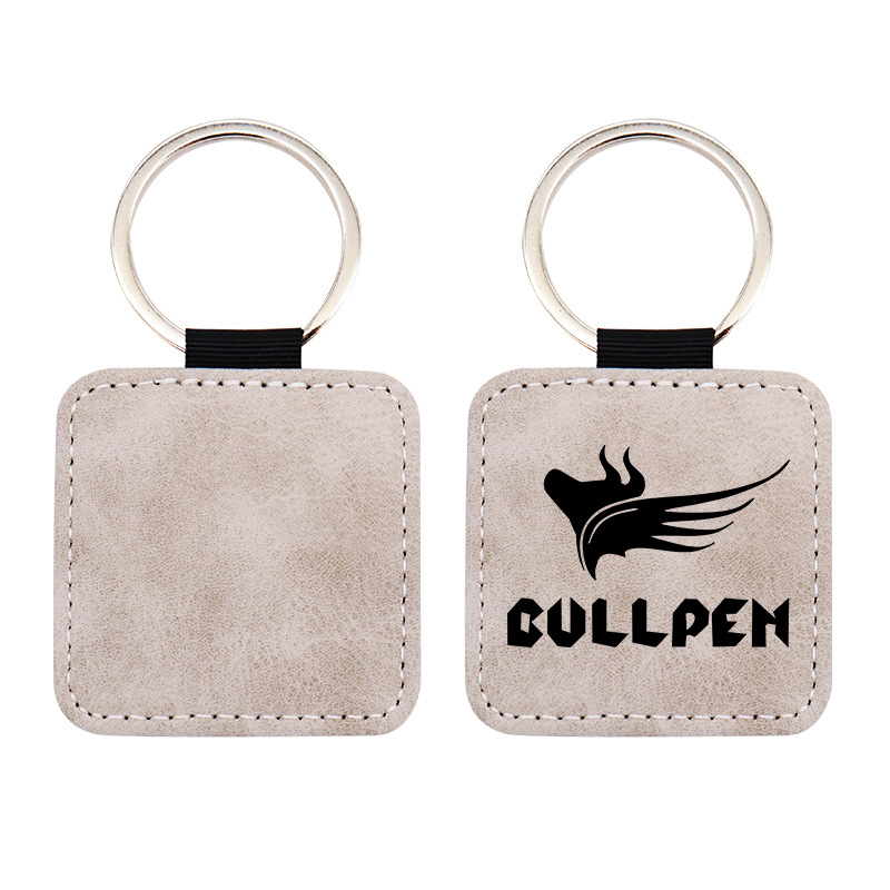 Sublimation PU Leather Thermal Transfer Square Edging Keychain Accessory DIY Source Factory Blank Wholesale