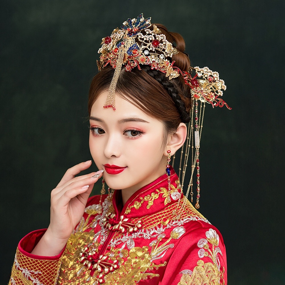 2021新款秀禾头饰新娘秀禾服凤冠中式大气结婚发饰婚礼步摇流苏女