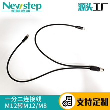 M12-3/4/5/6/8芯一分二分支电缆连接器  一转二传感器信号线