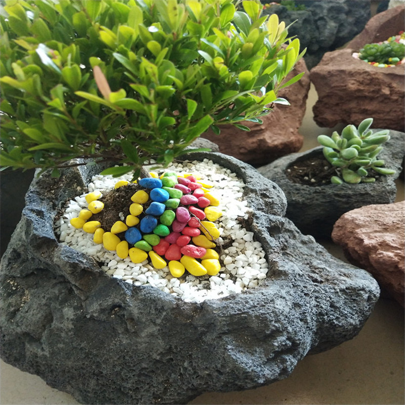 火山石花盆 园艺火山石多肉绿植种植花盆不规则形状火山岩花盆