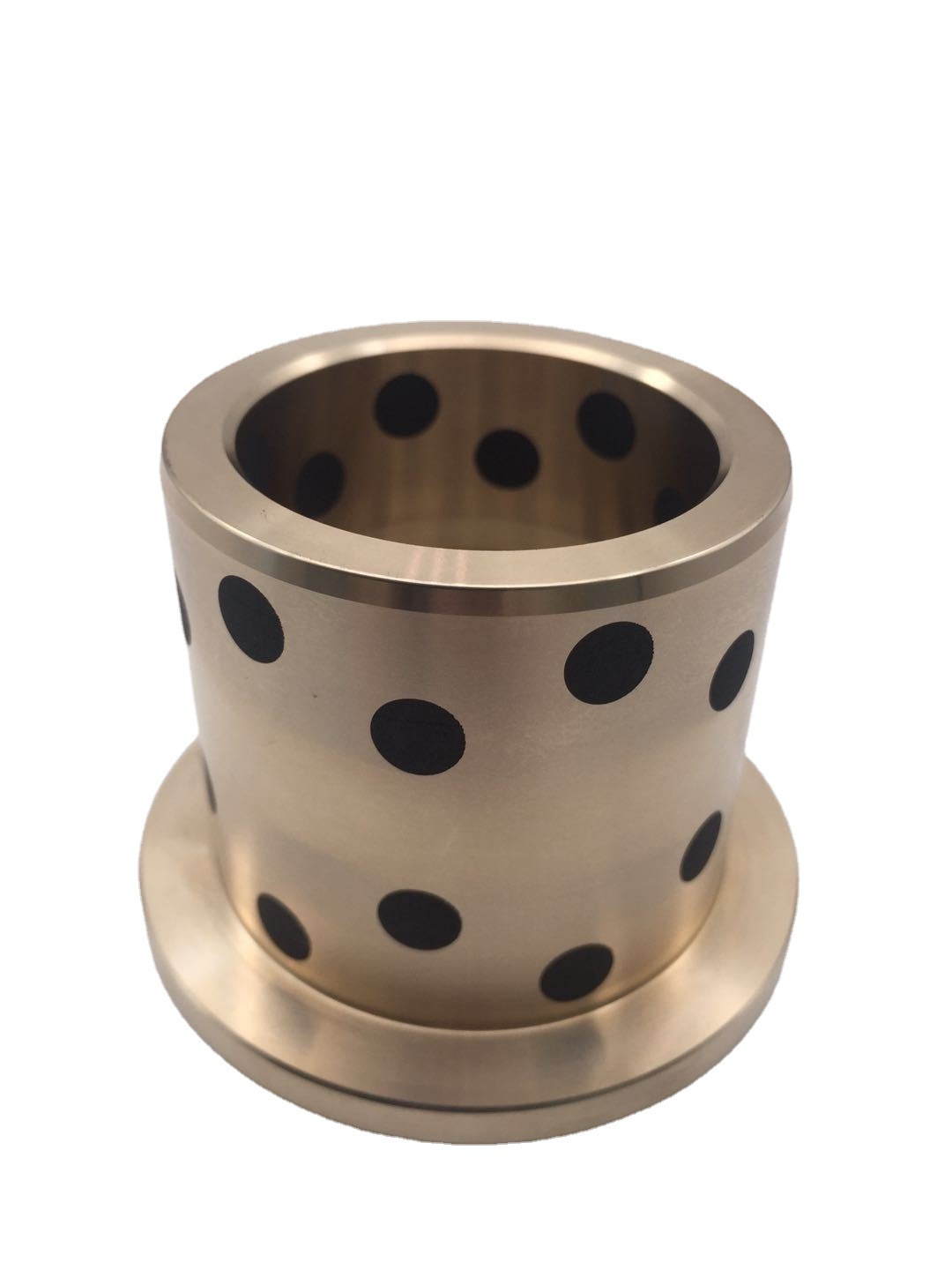 非标减震耐磨高力黄铜铜基镶嵌翻边无油自润滑石墨铜套法兰轴承套