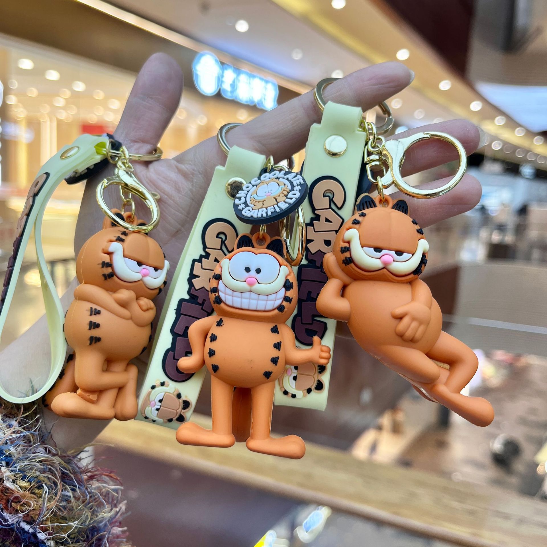 跨境卡通加菲猫精品钥匙扣情侣包包挂饰汽车挂件饰品摆件小礼物