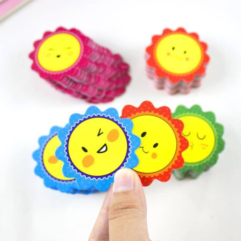 笑脸200张太阳花奖励积分卡小学生儿童奖励积分小卡片表情鼓励卡