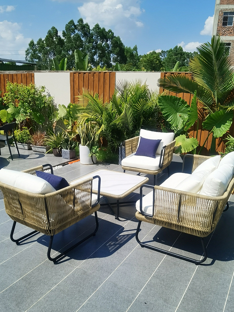 北欧户外沙发庭院花园露台滕艺沙发室外卡座双人三人藤编休闲沙发