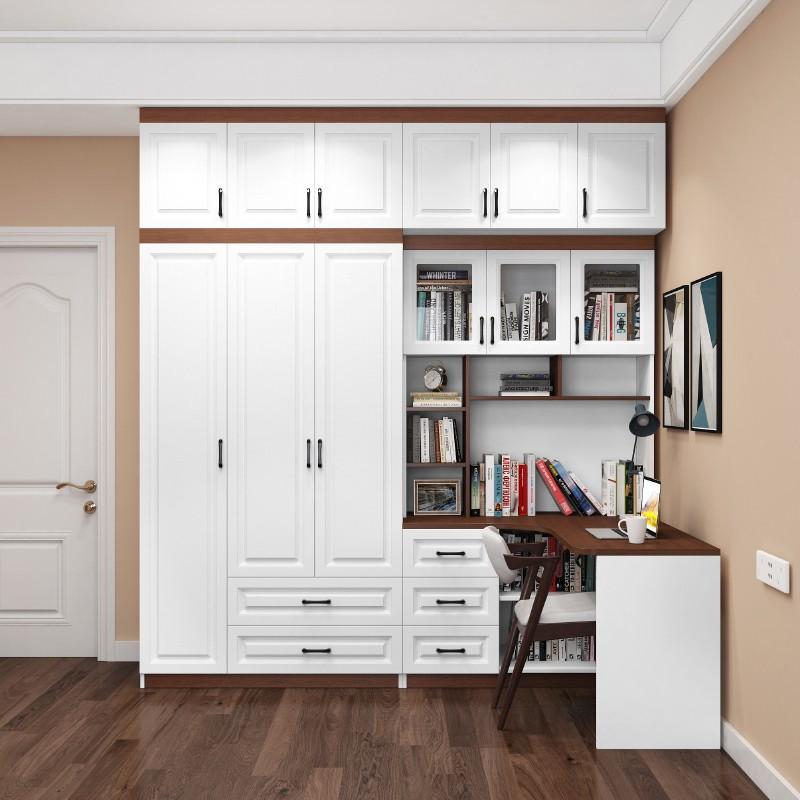 成都工厂定制小户型现代简约儿童房衣柜带转角书桌书柜一体储物柜